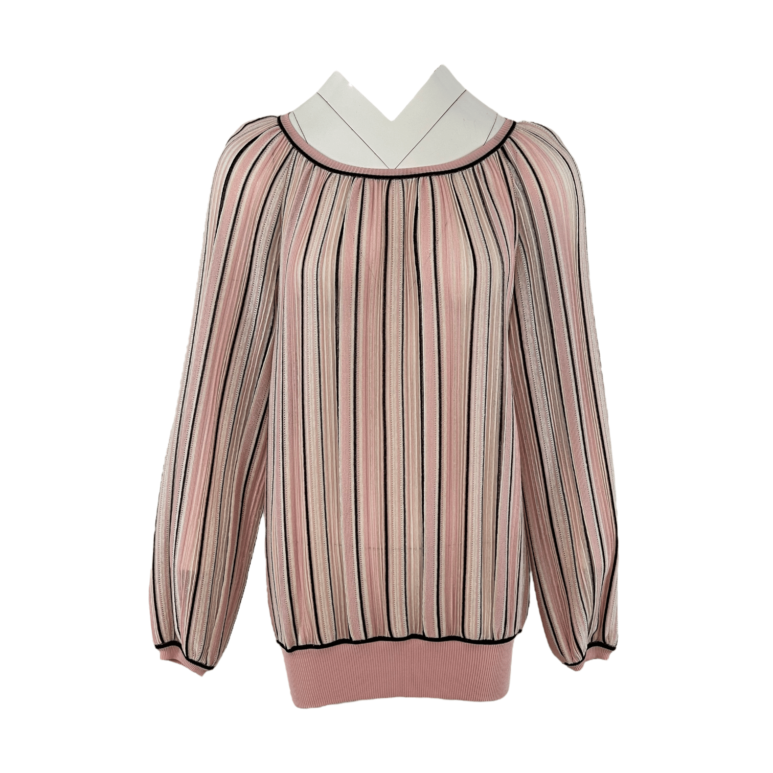Missoni Pink White Black Stripped Blouse 40