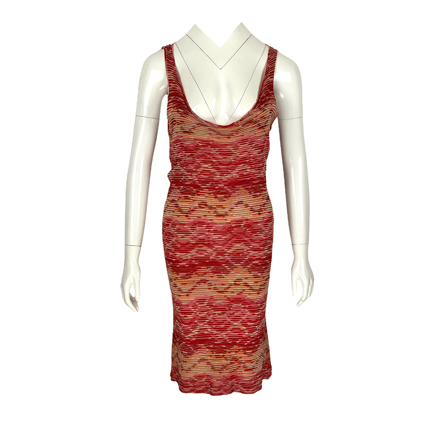 Missoni Red Beige Dress IT42 Cardigan IT42