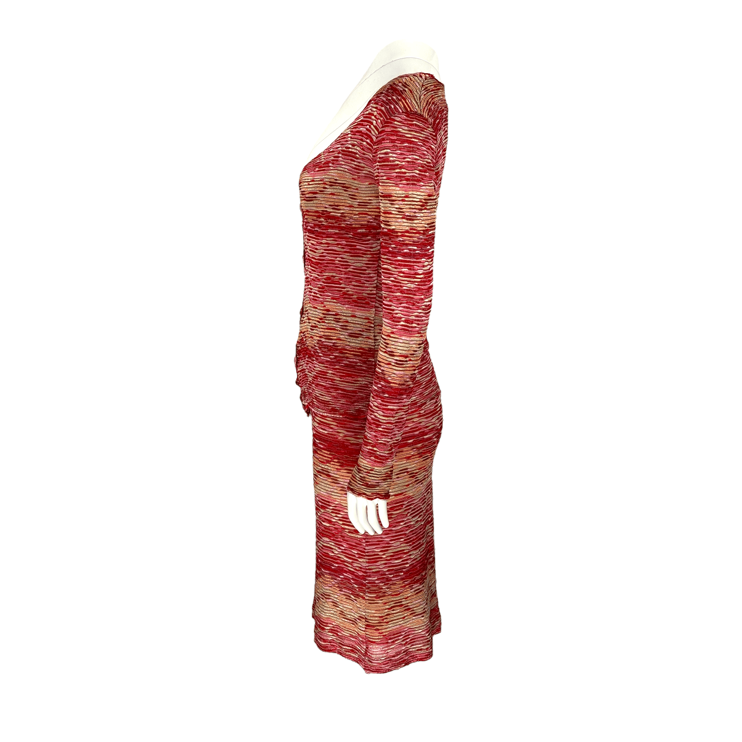 Missoni Red Beige Dress IT42 Cardigan IT42