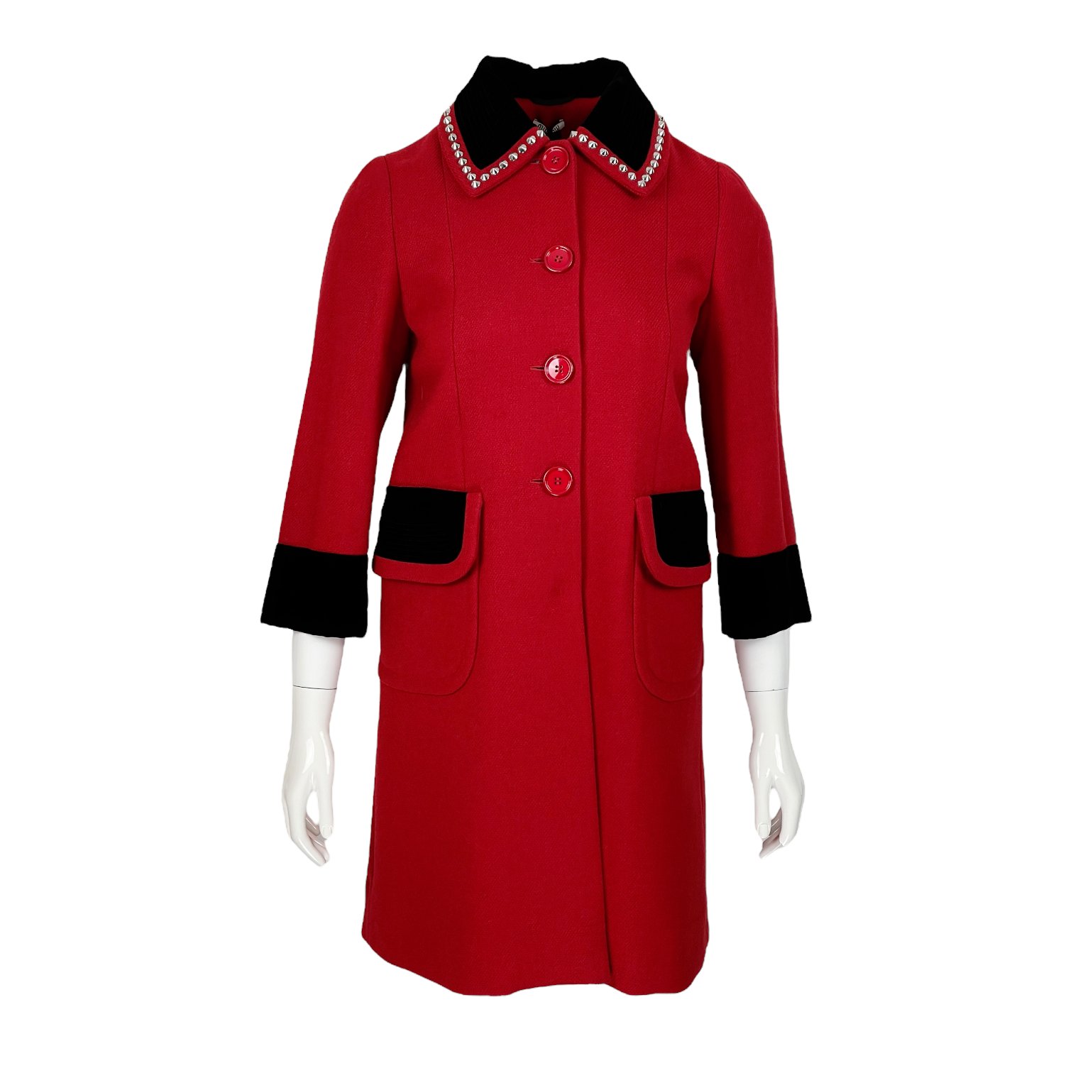 Miu Miu Red Black Coat IT38