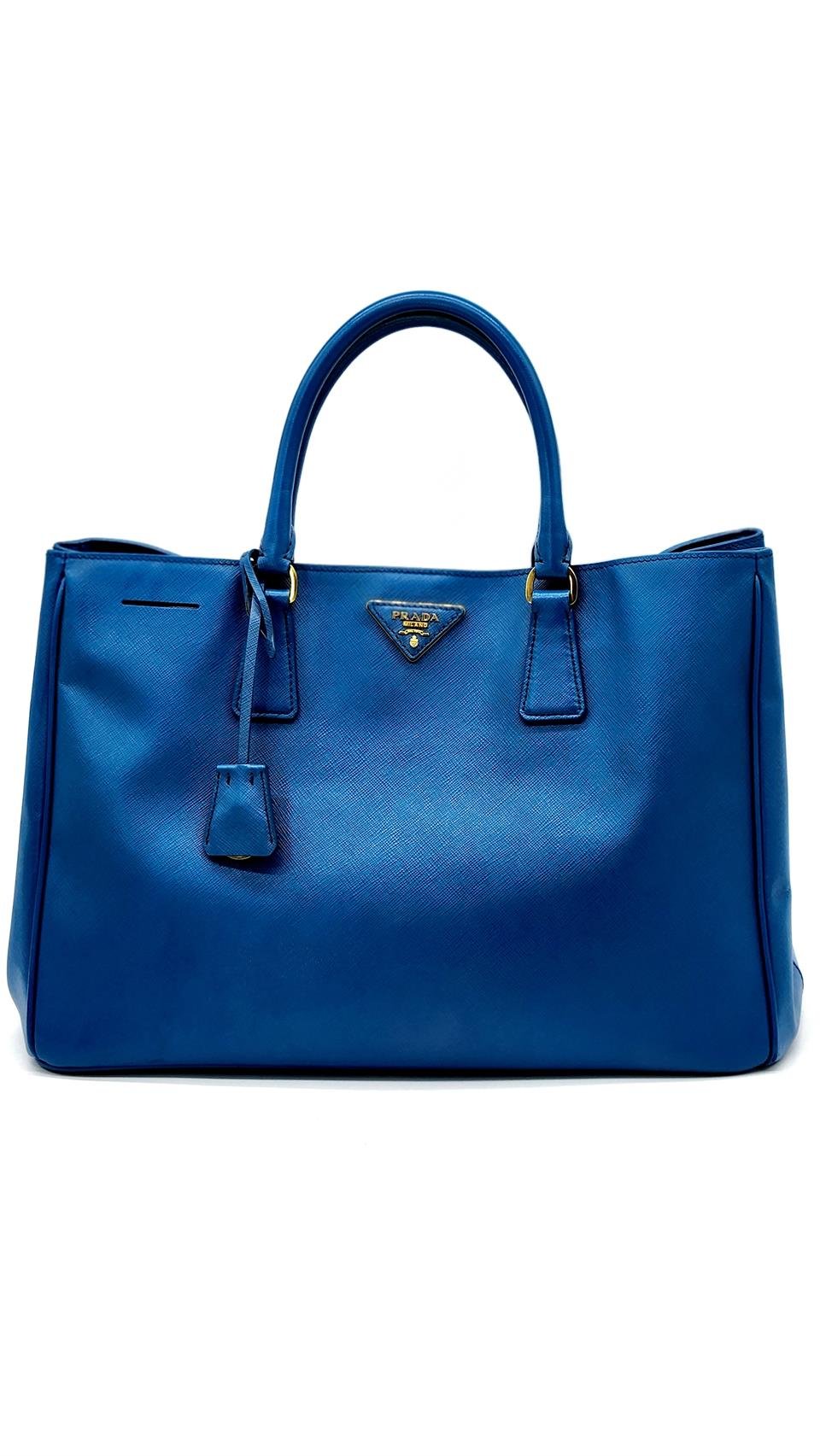 Prada Blue Saffiano Double Bag