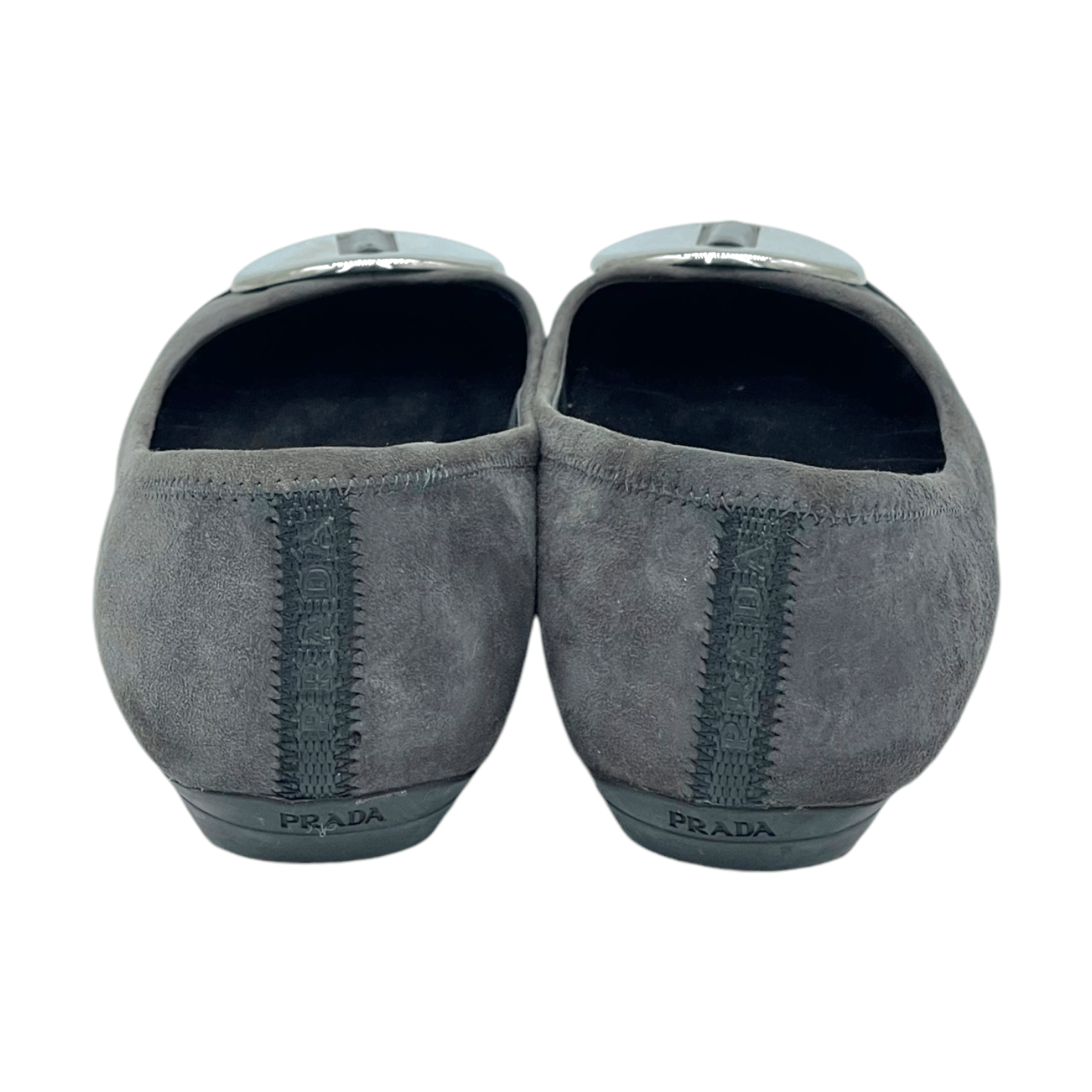Prada Grey Suede Patent Leather Ballet Flats 38.5