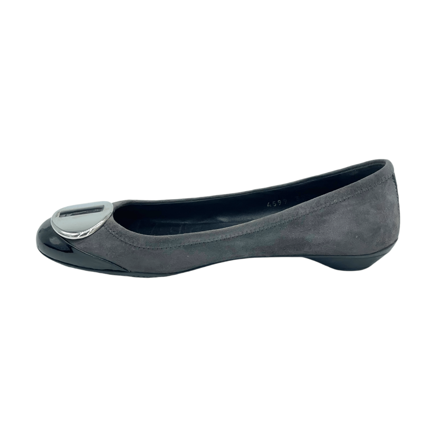Prada Grey Suede Patent Leather Ballet Flats 38.5