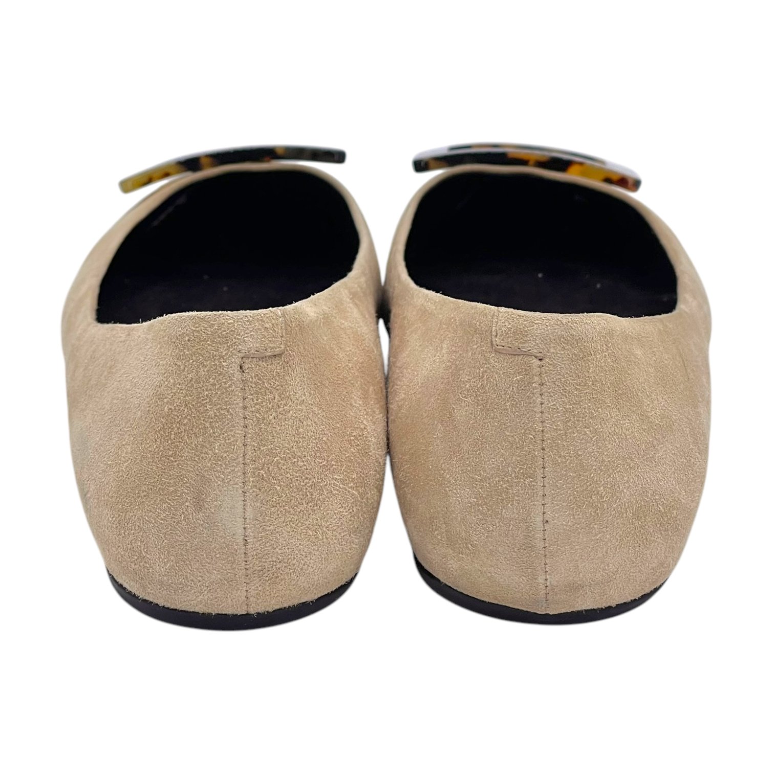 Roger Vivier Beige Suede Ballet Flats 38.5