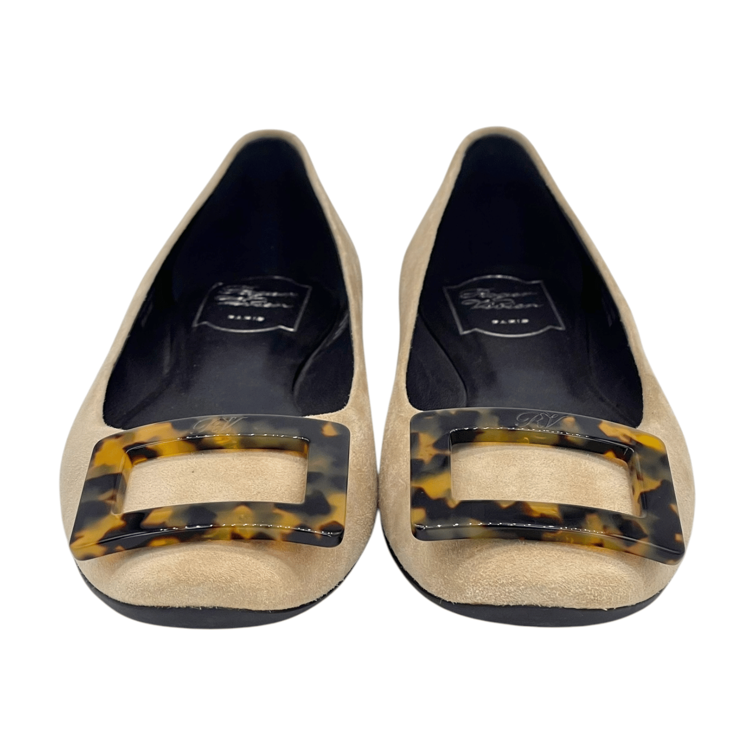 Roger Vivier Beige Suede Ballet Flats 38.5