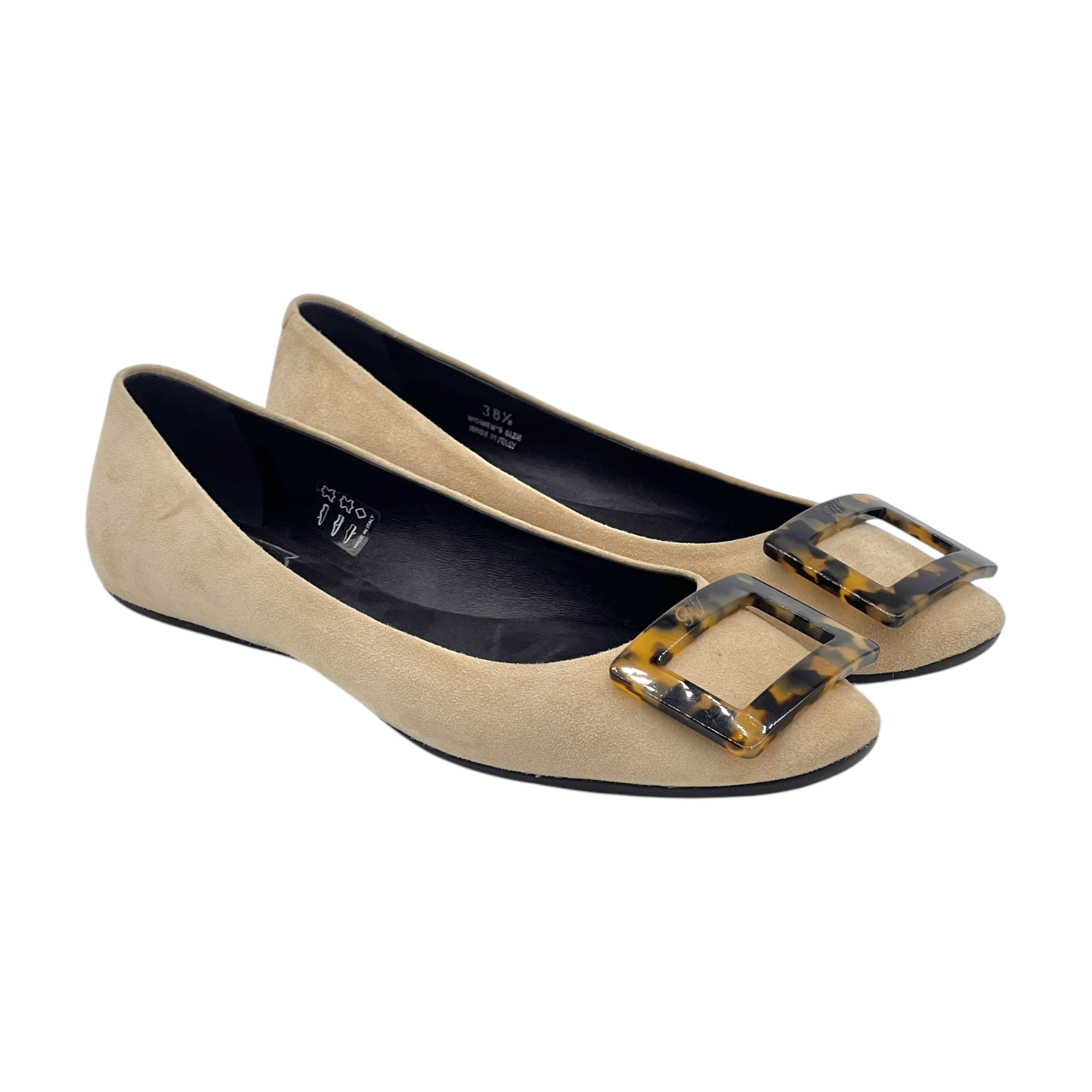 Roger Vivier Beige Suede Ballet Flats 38.5