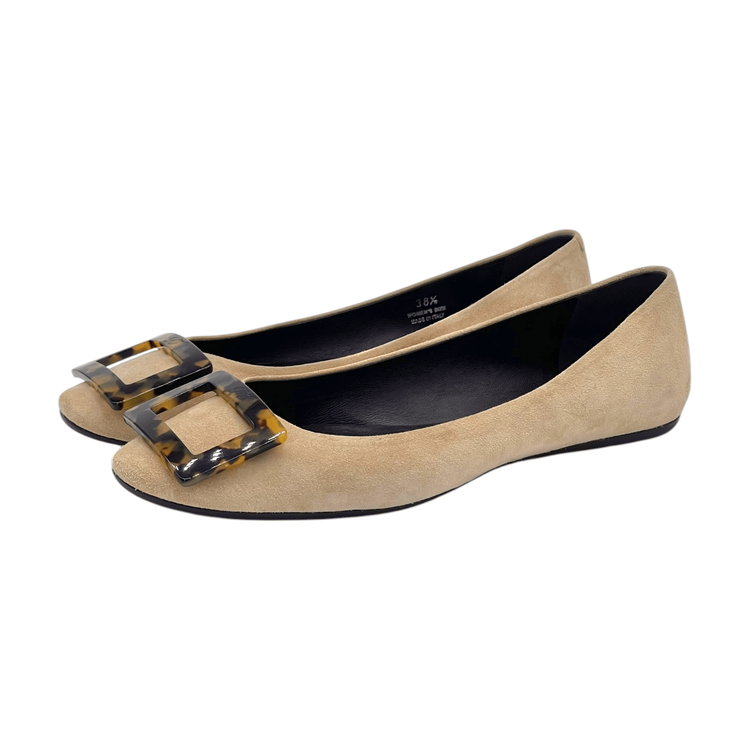 Roger Vivier Beige Suede Ballet Flats 38.5