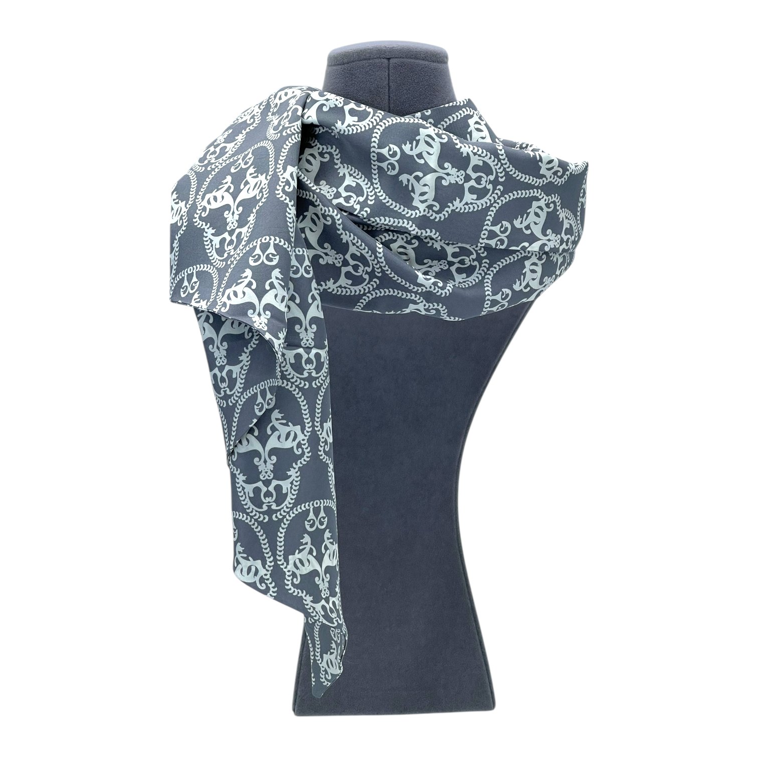 Thomas Wylde Grey White Silk Scarf