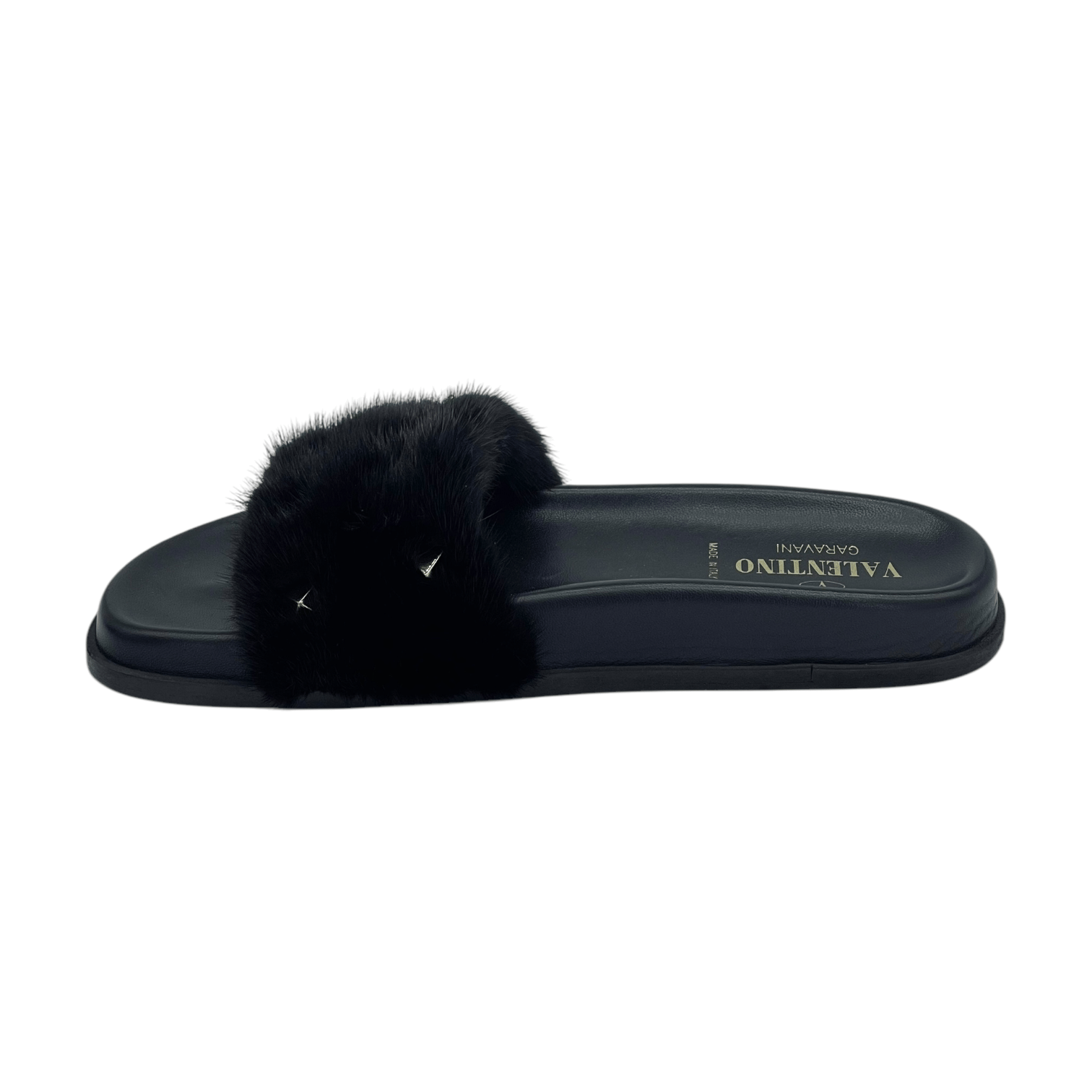 Valentino Garavani Rockstud Mink Fur Slides 37.5