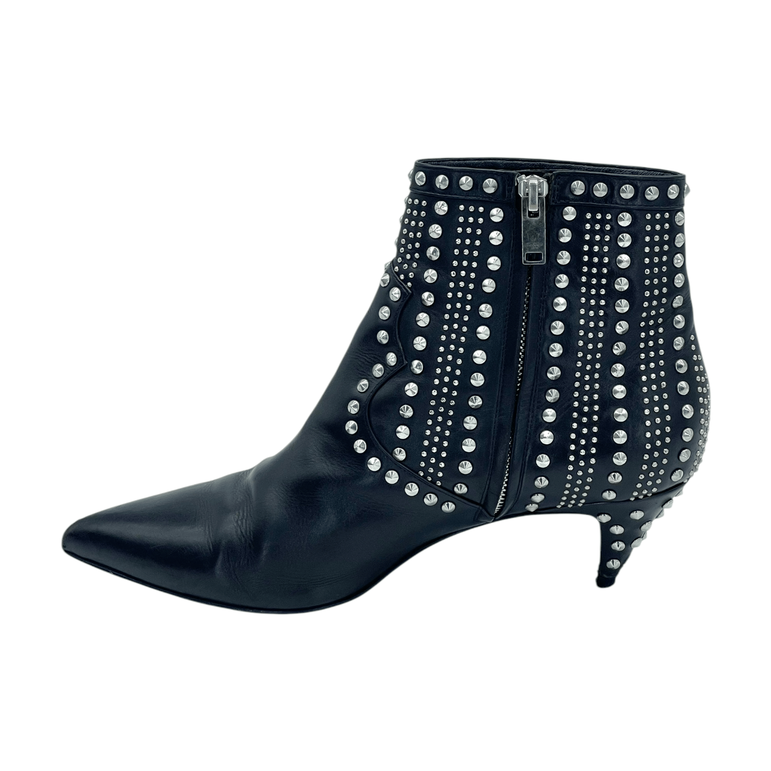 Yves Saint Laurent Black Leather Short Heeled Boots 38.5