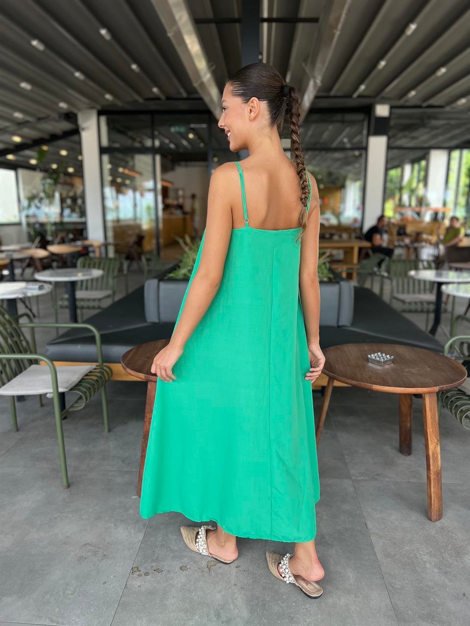 Askılı Elbise-Yeşil