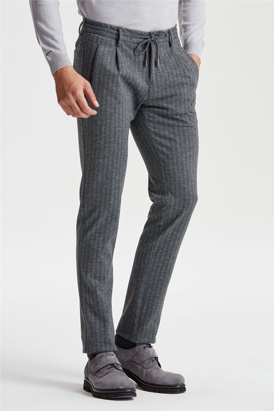 Antrasit Renk Beli İpli Triko Erkek Pantolon | ganiyalcin.com