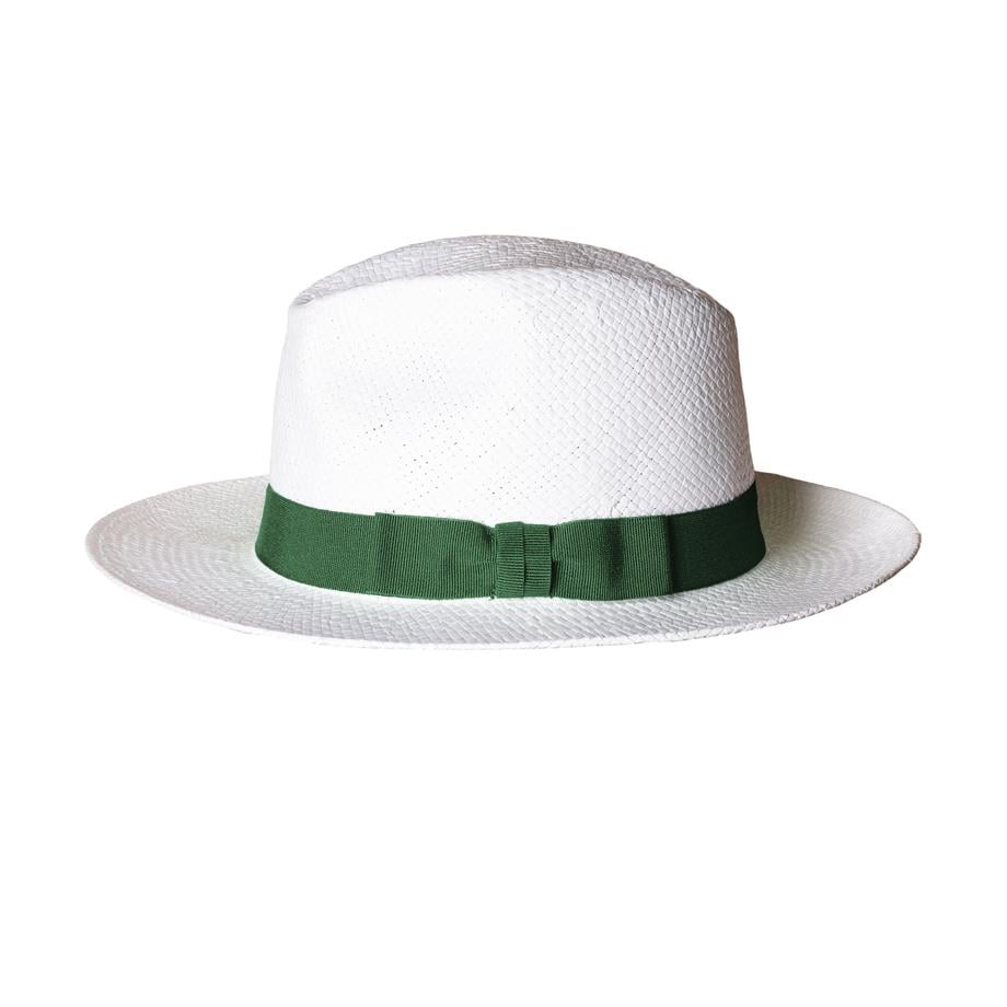 Beyaz Yeşil Hasır Fedora Şapka