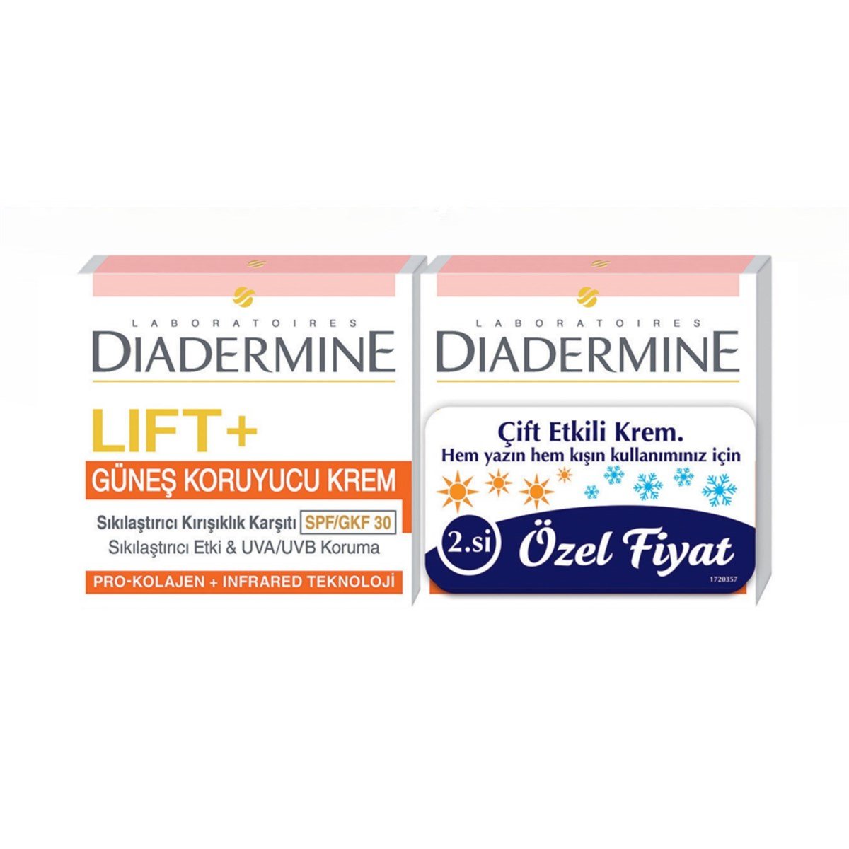 Diadermine Lift+ Güneş Koruyucu Bakım Kremi Spf 30+ 50 ml + 50ml - Platin