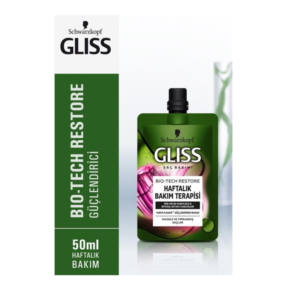 Gliss Saç Kremi Bio-Tech Restore Haftalık Bakım Terapisi Hassas ve  Yıpranmış Saçlar 50ml - Platin