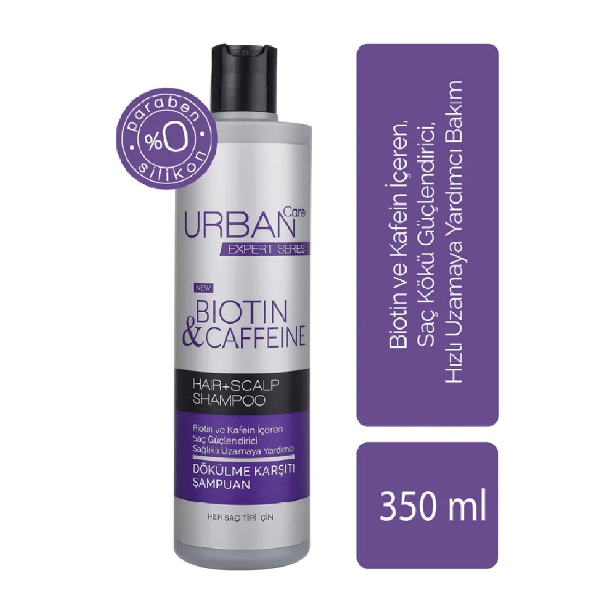 Urban Care Şampuan Biotin & Kafein Saç Kökü Güçlendirici Hızlı Uzamaya  Yardımcı 350 ml - Platin