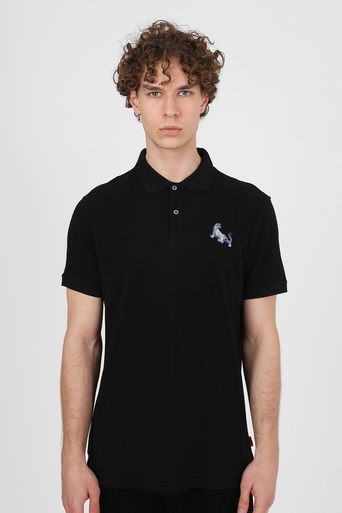Tiger Erkek Siyah Nakışlı Polo T-Shirt | JOHN FRANK Polo Tişört