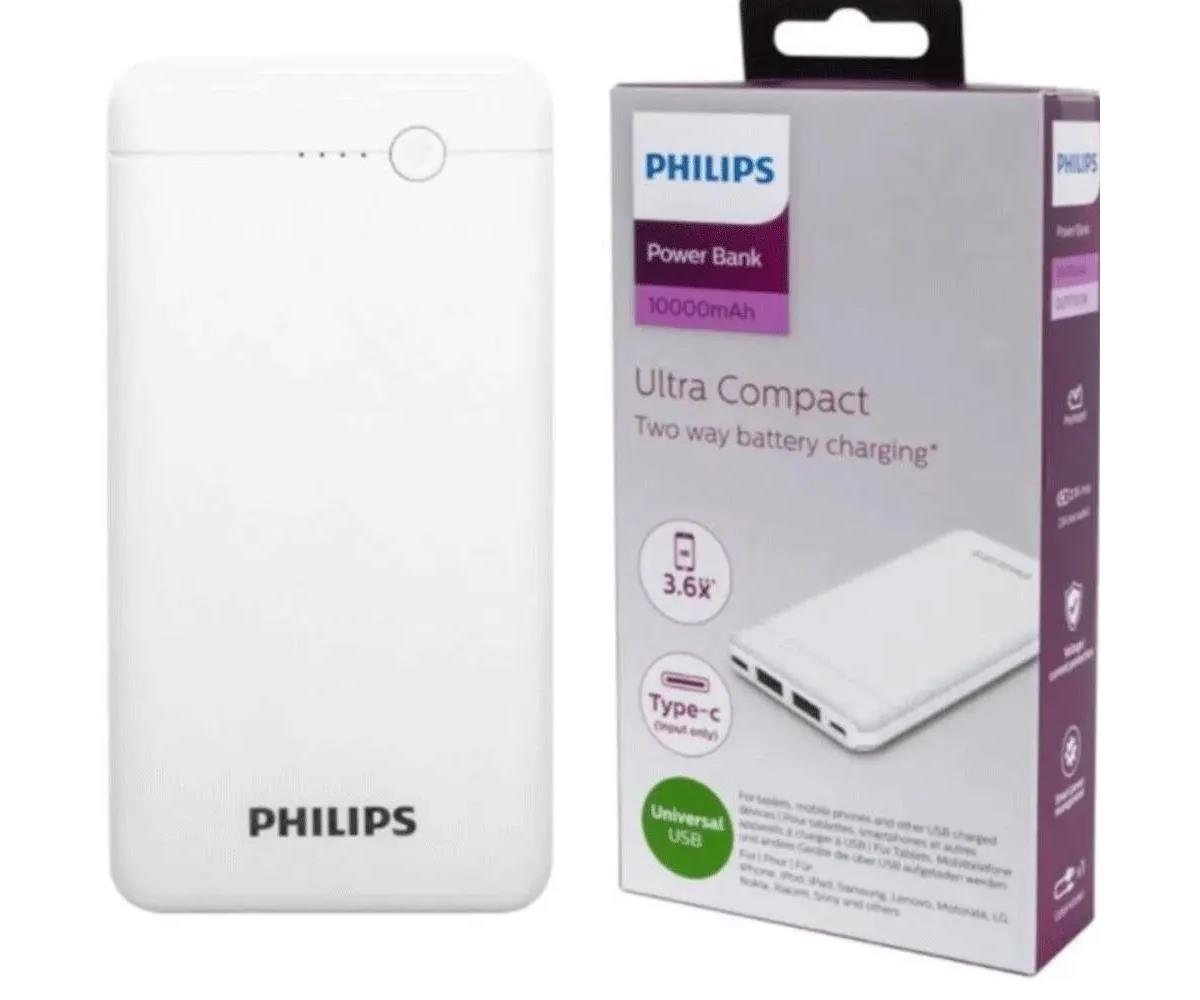 En Ucuz Philips Powerbank İnce Taşınabilir Şarj Cihazı Beyaz 10000mAh  DLP1710 | Depohaus