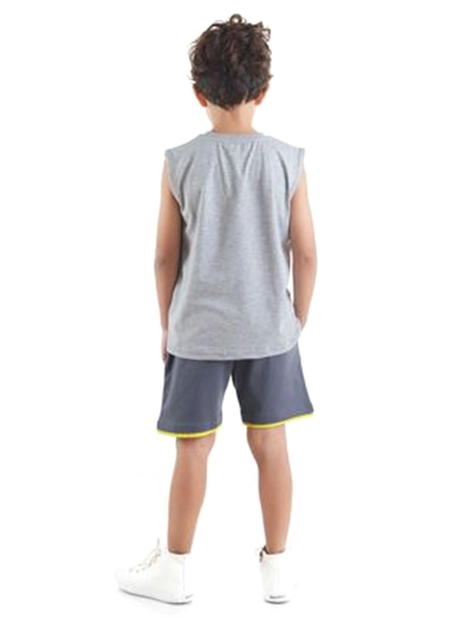 Denokids Erkek Çocuk Pizzacı Köpekbalığı Tshırt Şort Takım Ms-23Y1-034