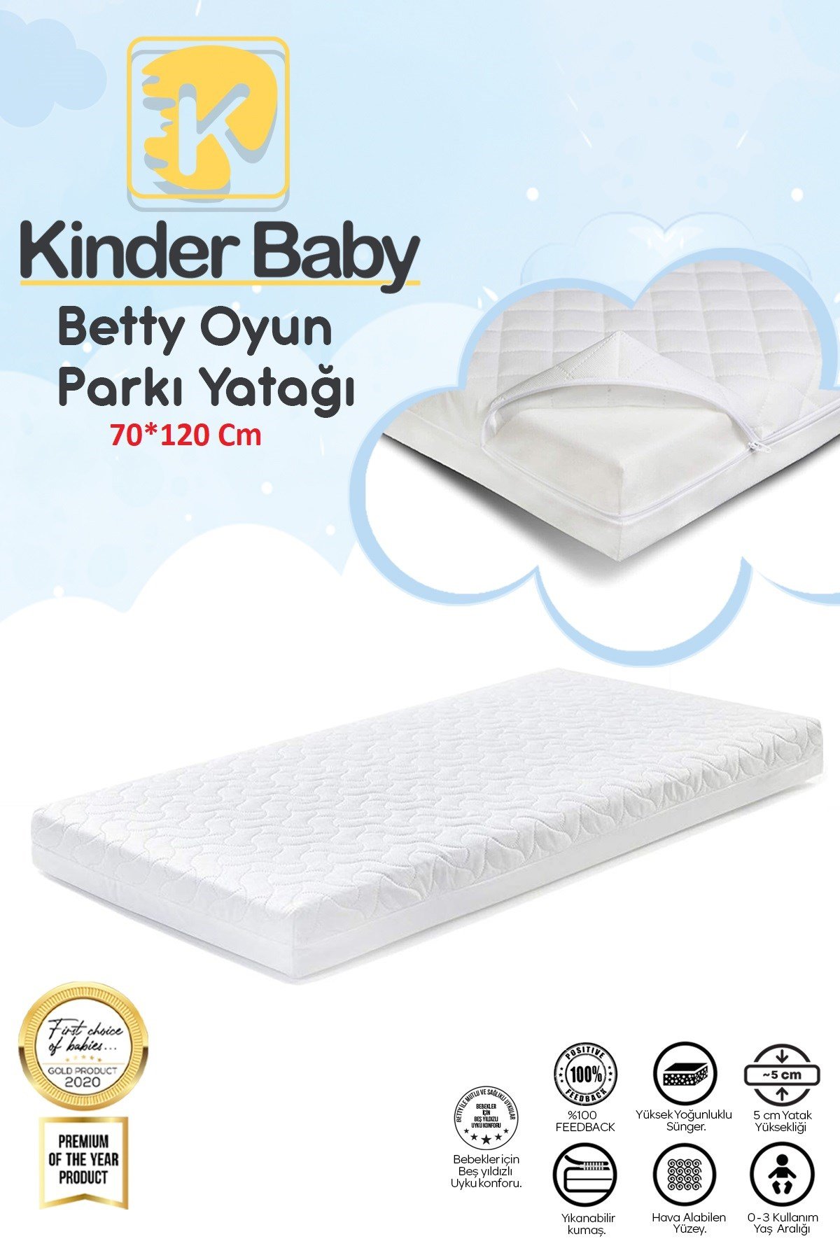 Kinder Baby Betty Oyun Parkı Yatağı 70*120 Cm - Minimoda