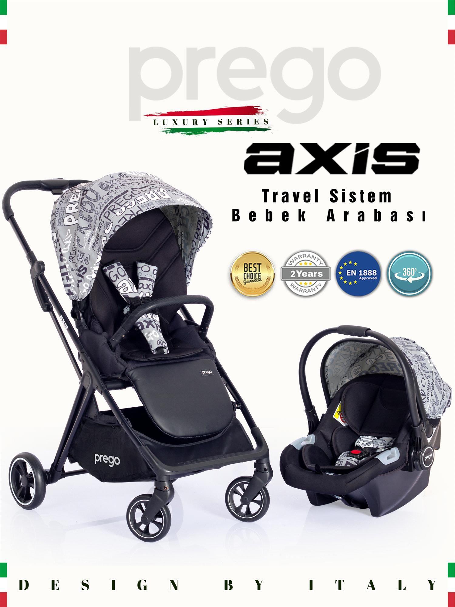 Prego Axis 360 Derece Dönebilen Çift Yönlü Travel Bebek Arabası