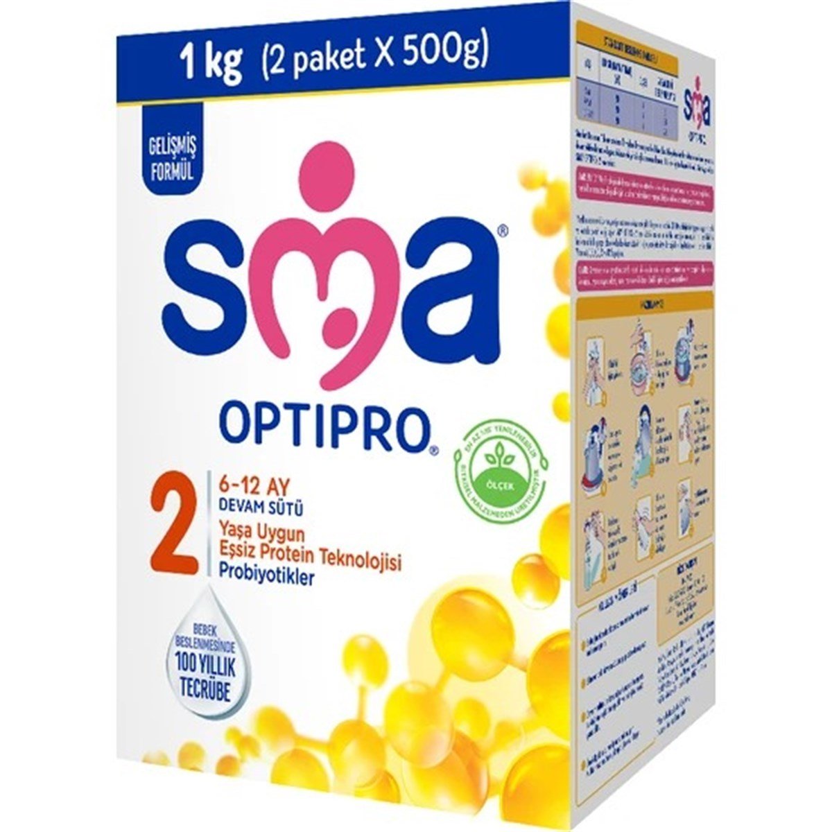 Sma Optipro Probiyotikli 2 1 kg (500 gr x 2 Paket) 6-12 Ay Devam Sütü -  Minimoda