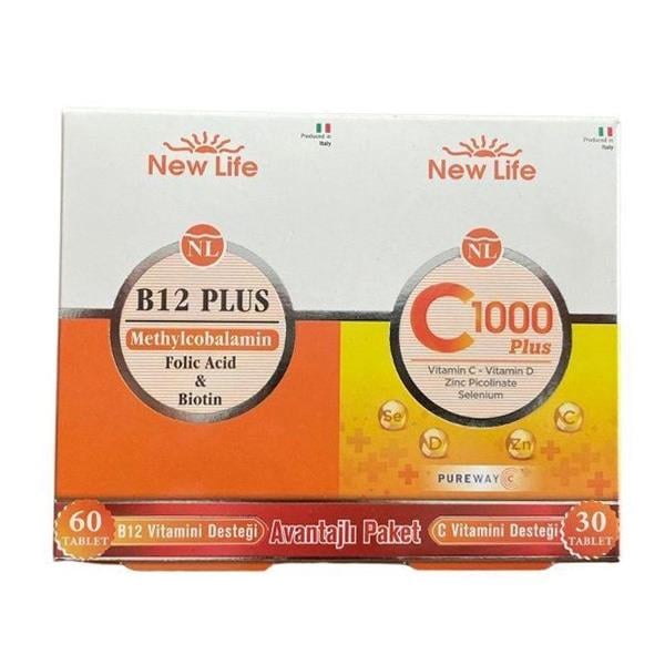 New Life C1000 Plus 30 Tablet + New Life B12 Plus Methyl 60 Tablet  Avantajlı Paket