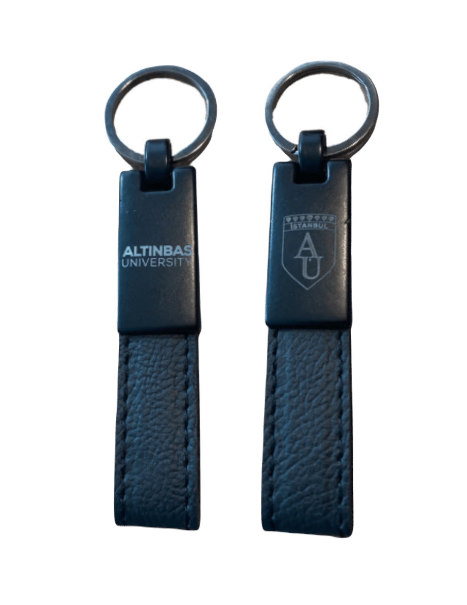 Siyah Deri Metal Anahtarlık / Black Leather Metal Keychain