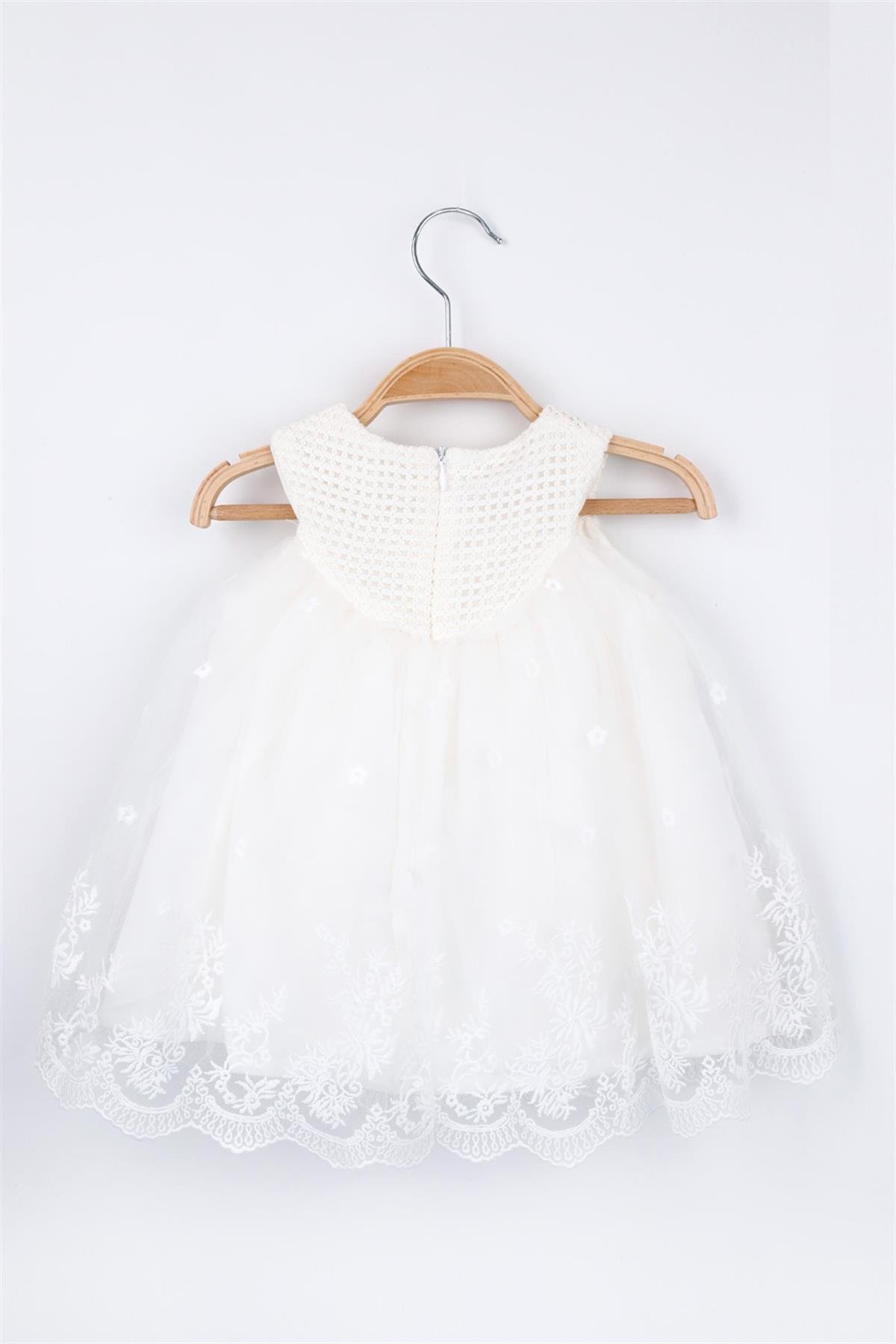 Beyaz Dantel Detaylı Saç Bantlı Kız Bebek Elbise - GracieLM1104 | Le Mabelle