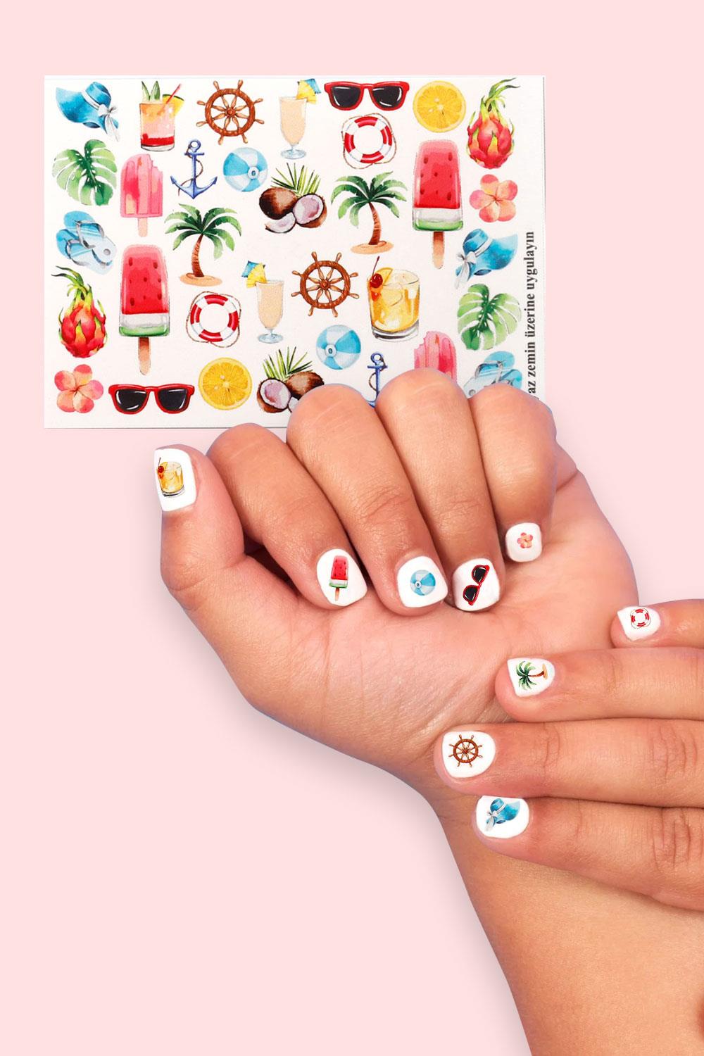 Multi Color Summer Girl Nail Sticker
