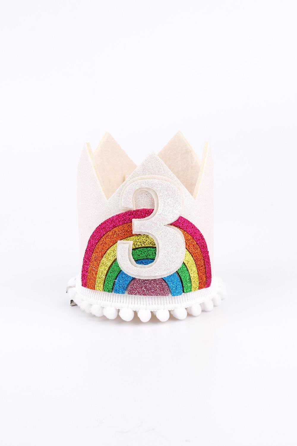 Ecru Number 3 Glittery Rainbow Detailed Queen Clip Buckle 