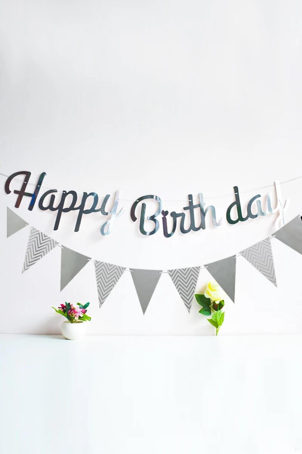 Gümüş  Happy Birthday Banner