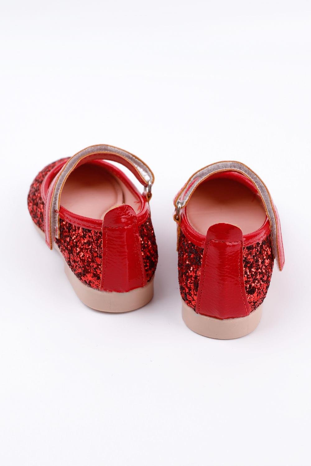 Kırmızı Simli Cırtlı Kız Çocuk AyakkabıLM1023 | Le Mabelle