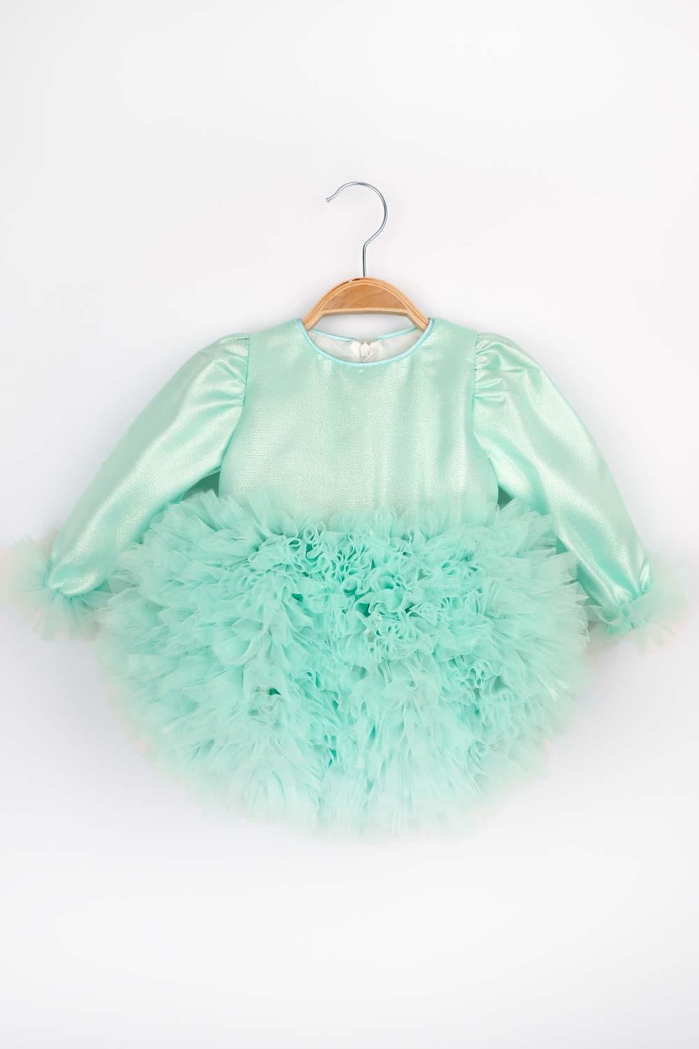Long Sleeve Mint Tutu Baby Girl Princess Dress - Asel
