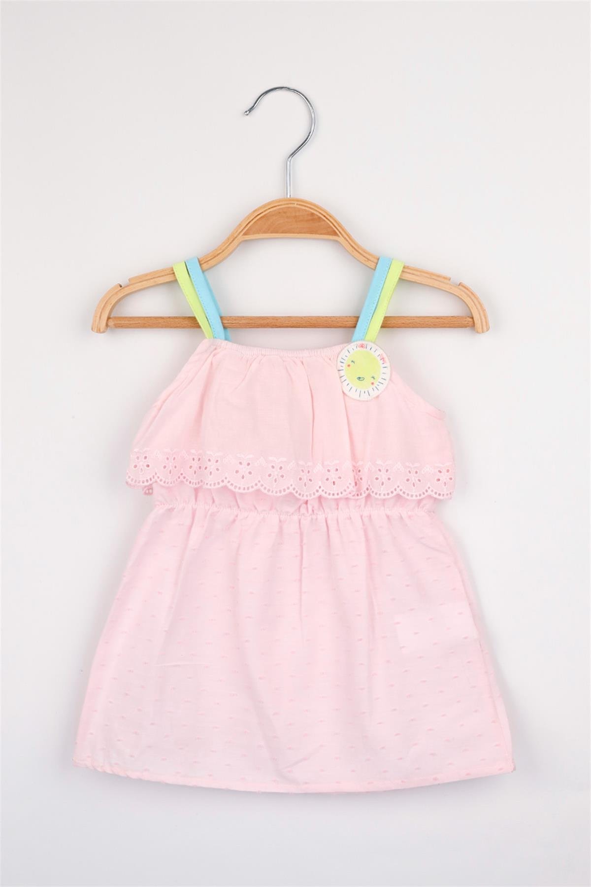 Pembe Güneş Nakışlı Askılı Kız Bebek Elbise - LeanLM1153 | Le Mabelle