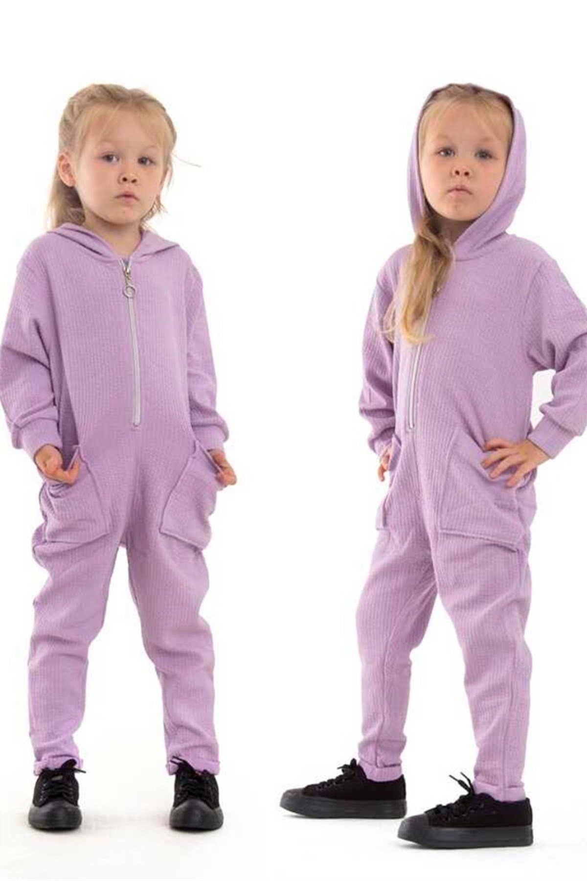 Long Sleeve Lilac Zipper Kids Jumpsuit - DonaLM246DONA | Le Mabelle