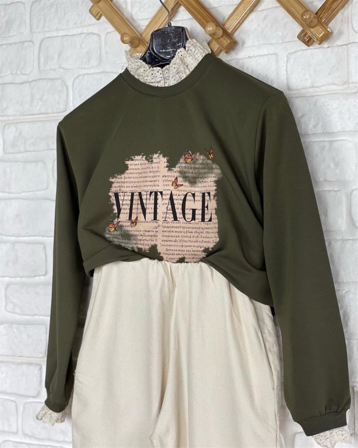 Vintage Bask Desenli sweat YE L 64 81