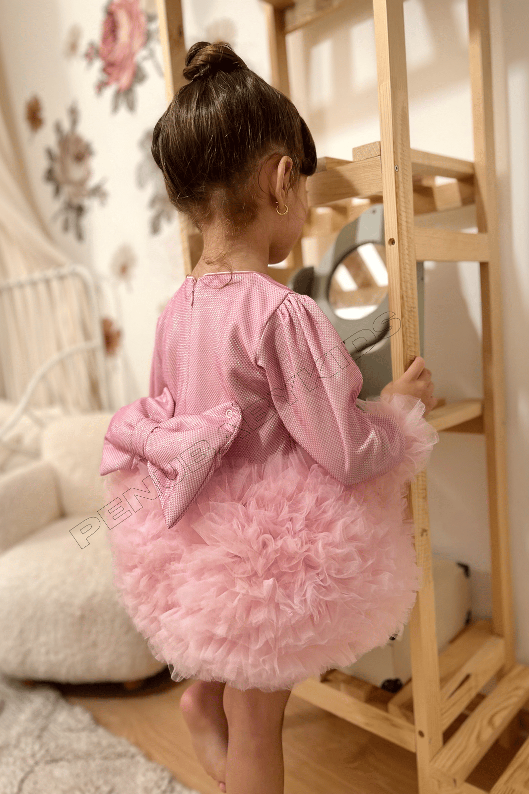 Pembe Tütülü Uzun Kol Kız Bebek Elbise - Princess