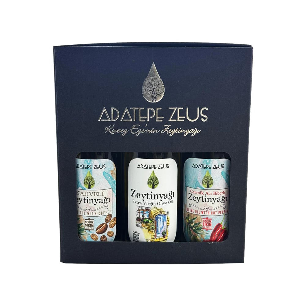 Adatepe Zeus 3'lü Gurme Lezzet Keşif Kutusu | Hediyelik Zeytinyağı