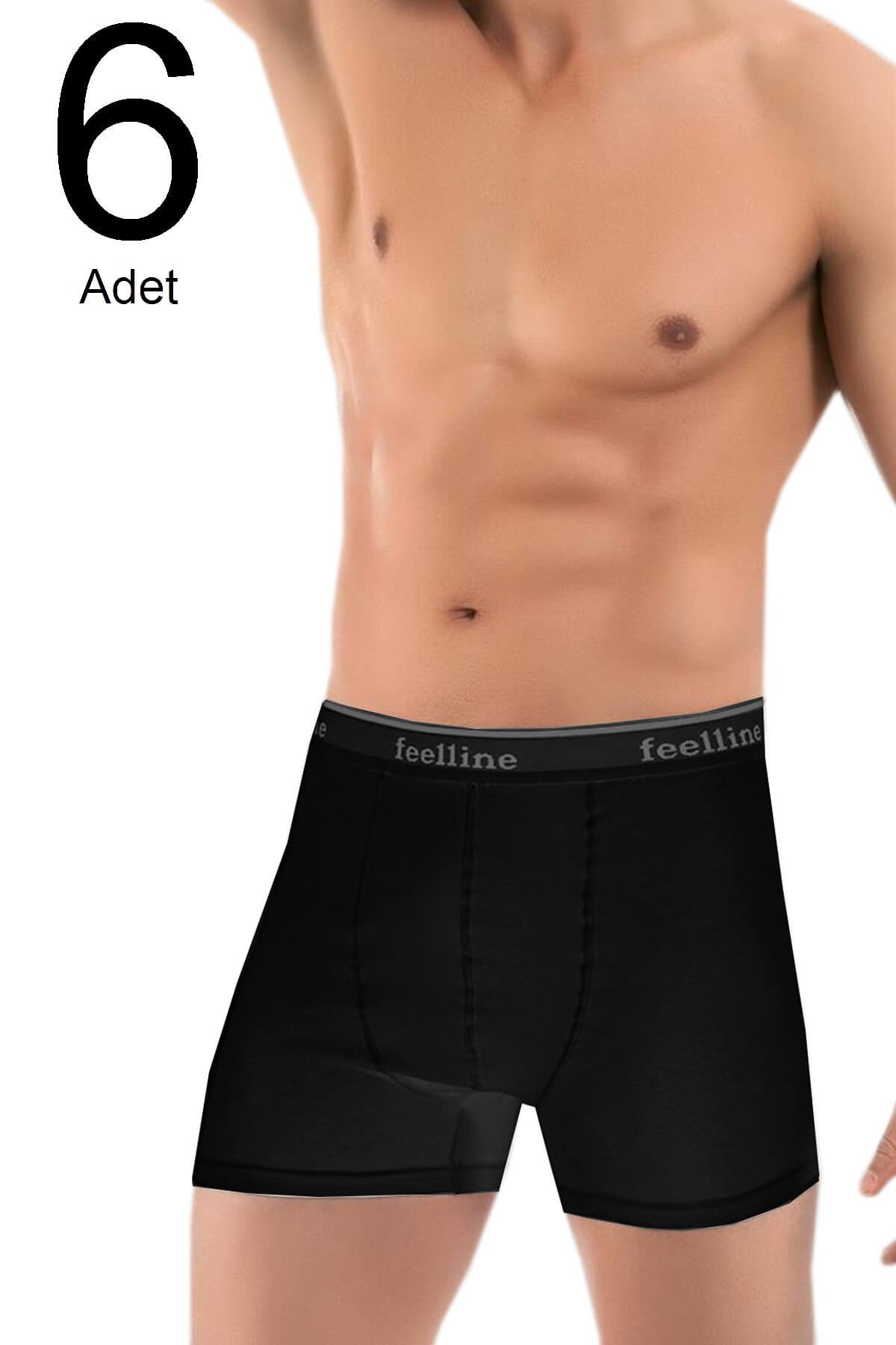 ERKEK LİKRALI 6LI SİYAH BOXER
