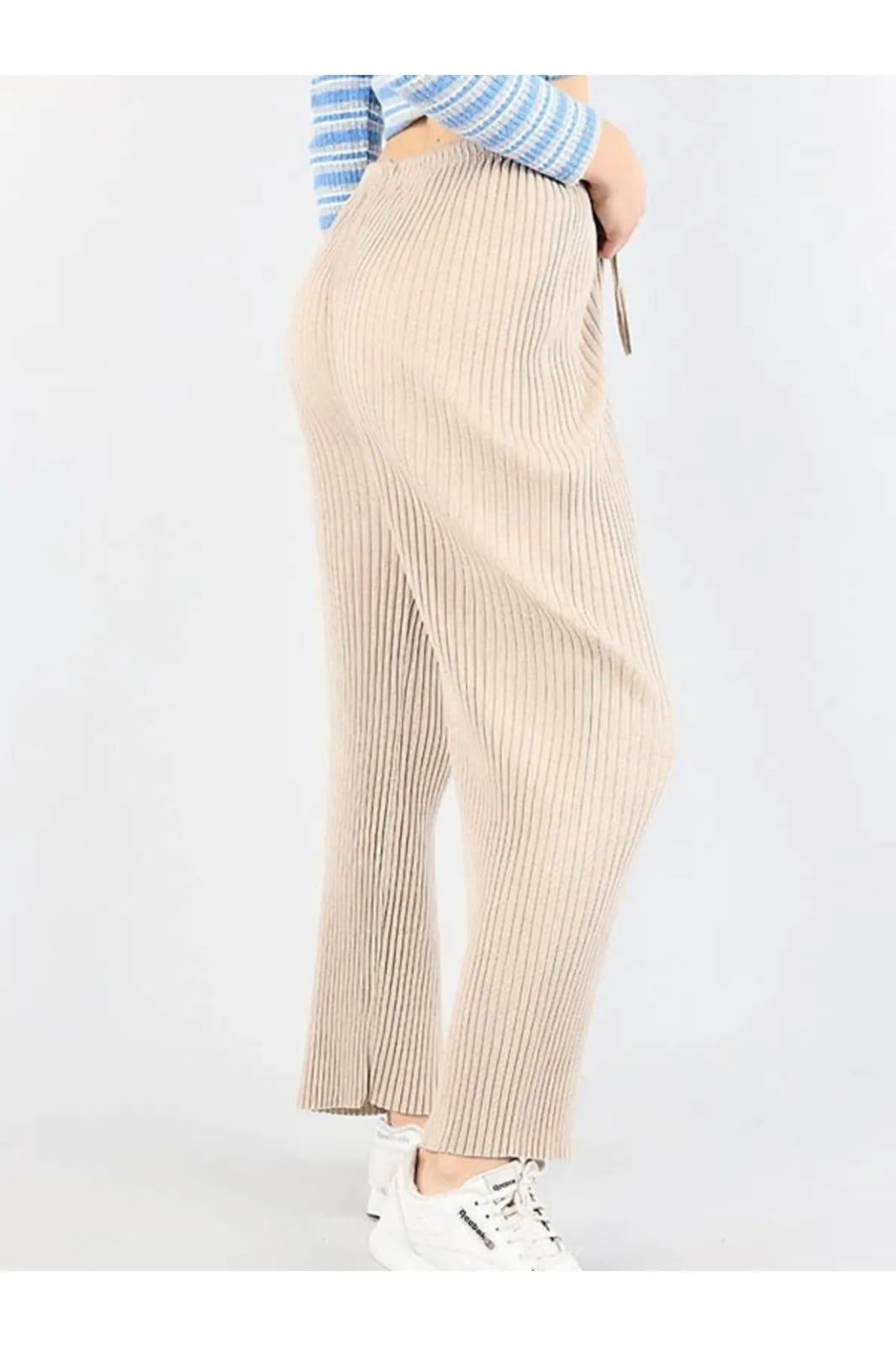 Likralı Bol Paça Rahat Kadın Pijama Altı Tek Alt
