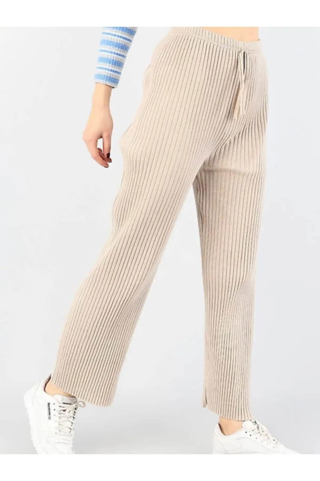 Likralı Bol Paça Rahat Kadın Pijama Altı Tek Alt
