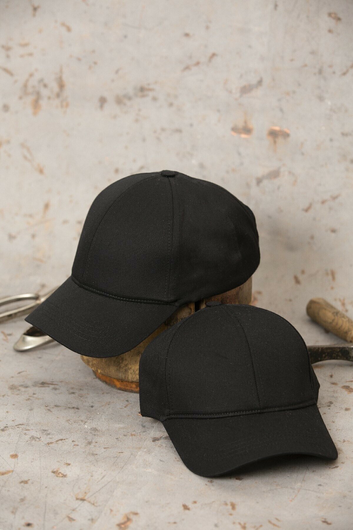 Unısex 2'Li Düz Siyah Şapka