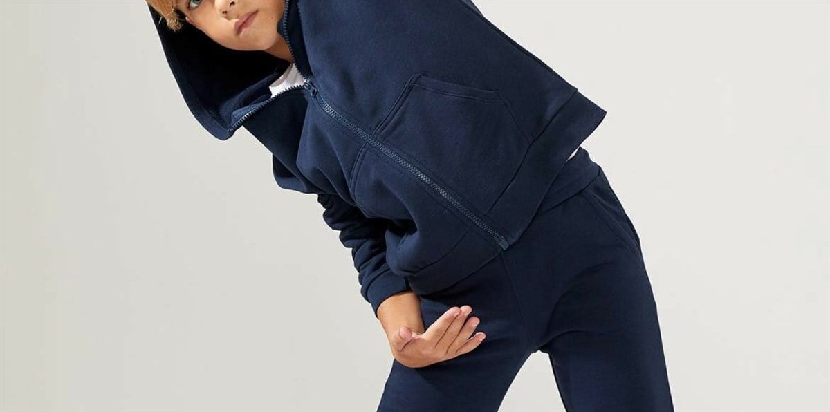 UNISEX KAPÜŞONLU FERMUARLI İKİ İPLİK LACİVERT SWEATSHIRT HIRKA