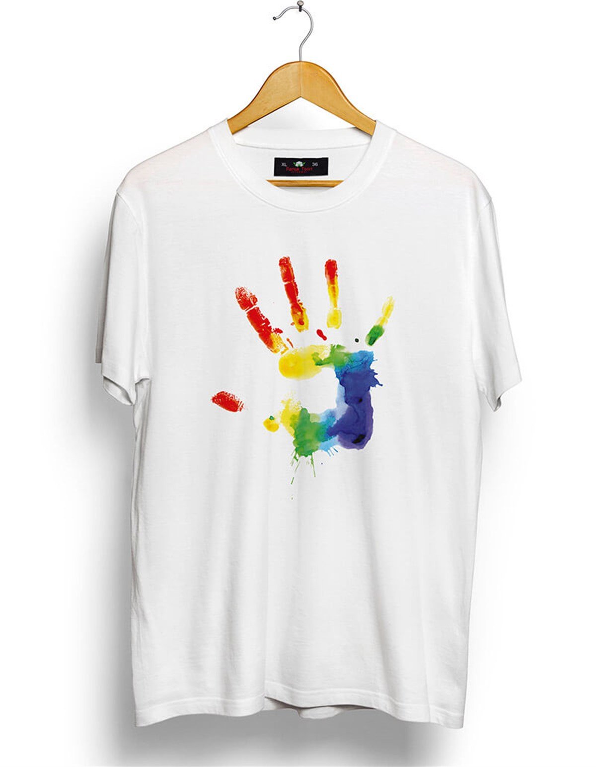Renkli El Baskılı Oversize Bol Kalıp T-shirt | Teknobutik.com