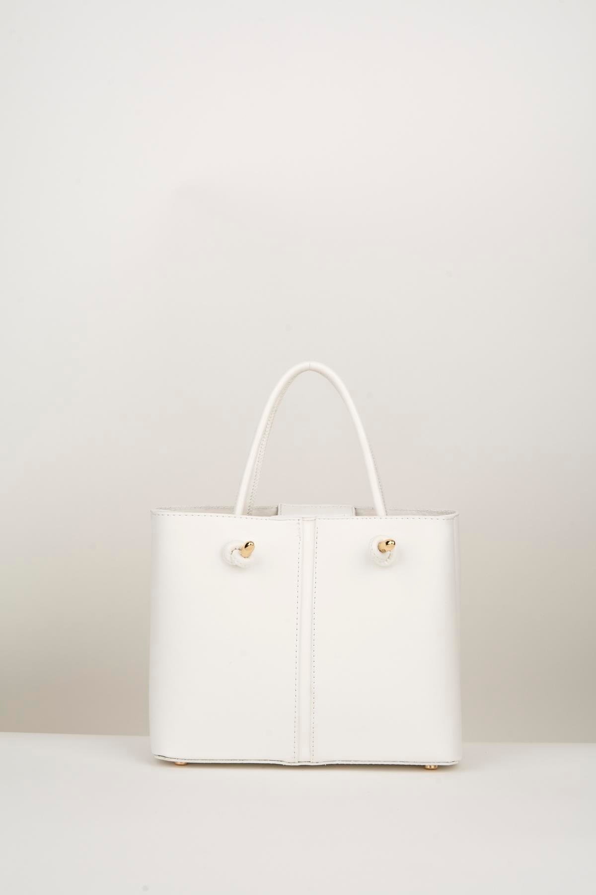 White soft leather discount handbag