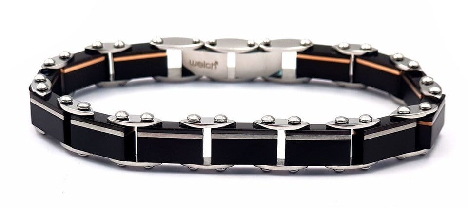 Welch Double Sided Black Men s Steel Bracelet