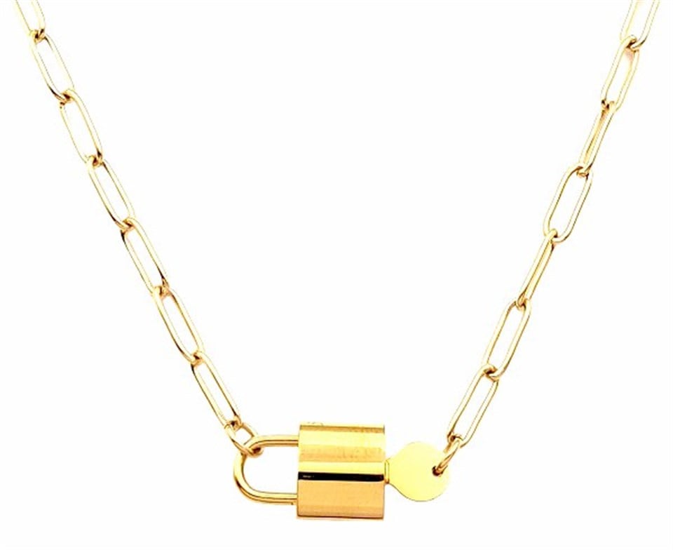 Welch Gold Steel Padlock Necklace