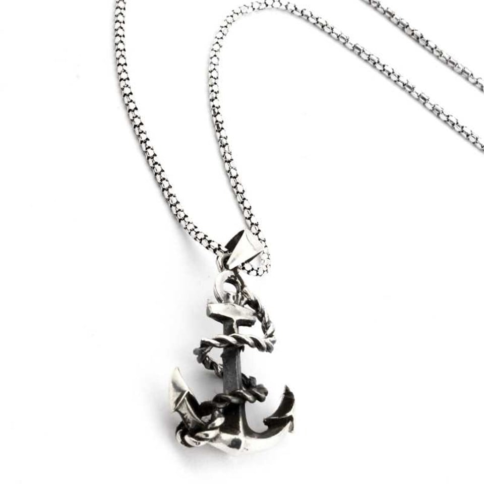 Silver shop anchor necklace