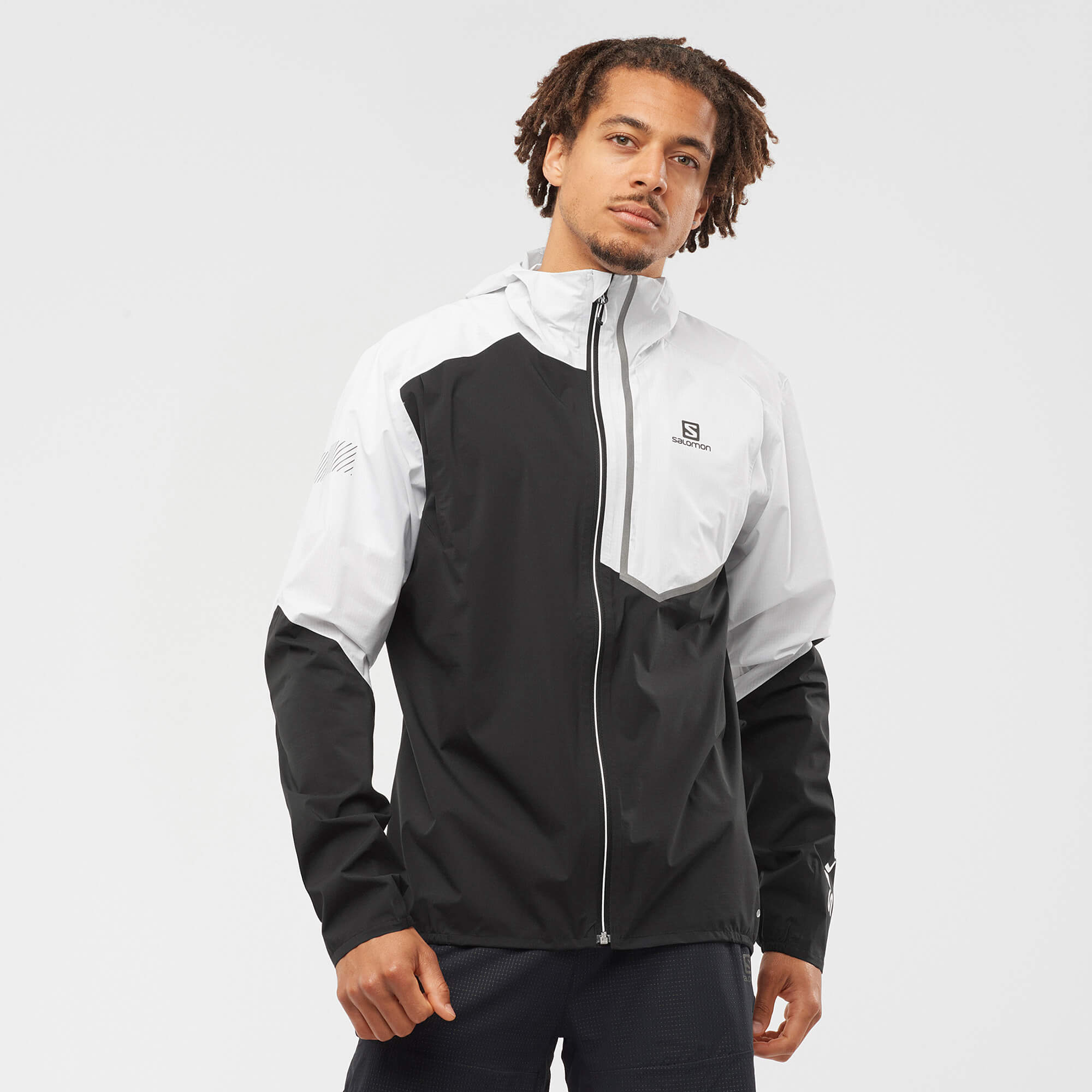 SALOMON BONATTI TRAIL シェルジャケット　マウンテンパーカー Salomon Bonatti Trail Erkek Yağmurluk - Siyah Beyaz